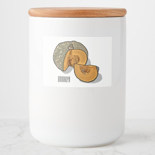 Afbeelding pompoencartoon voedselcontainer etiket (Voorkant)