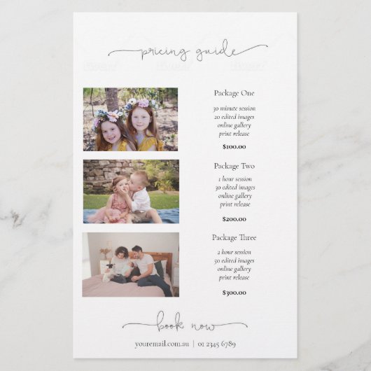 Afbeelding Prijslijst met prijzen voor fotografie Flyer (Voorkant)