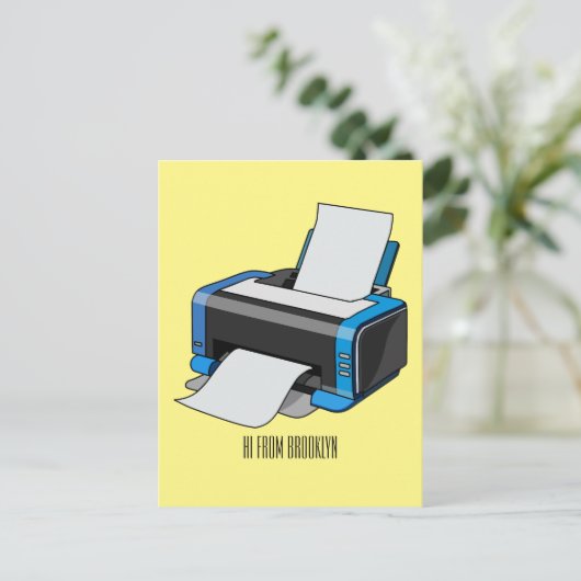 Afbeelding printercartoon briefkaart (Staand voorkant)