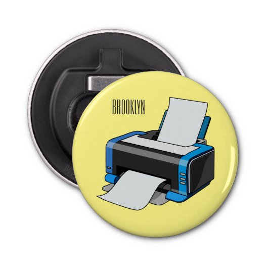 Afbeelding printercartoon button flesopener (Voorkant)