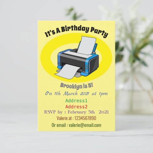 Afbeelding printercartoon kaart (Staand voorkant)