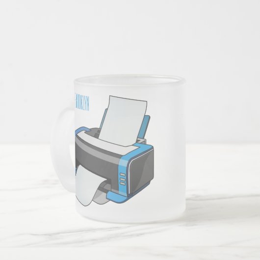 Afbeelding printercartoon matglas koffiemok (Voorkant links)