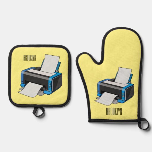 Afbeelding printercartoon ovenwant & pannenlap set (Voorkant)