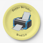 Afbeelding printercartoon papieren bordje (Voorkant)