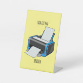 Afbeelding printercartoon reclamebord met voetstuk (Voorkant)