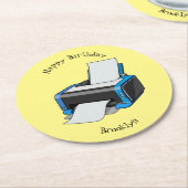 Afbeelding printercartoon ronde kartonnen onderzetter (Gebogen)