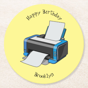 Afbeelding printercartoon ronde kartonnen onderzetter