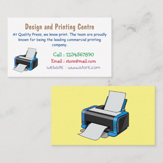 Afbeelding printercartoon visitekaartje (Voorkant / Achterkant)