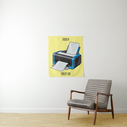 Afbeelding printercartoon wandkleed (In situ)