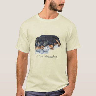 afbeelding puppy cuddling teddy rottweiler dog t-shirt