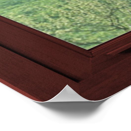 Afbeelding raam landschap - Cherry Blossom. Poster (Hoek)