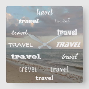 AFBEELDING REVEL Word Print Beach Vierkante Klok