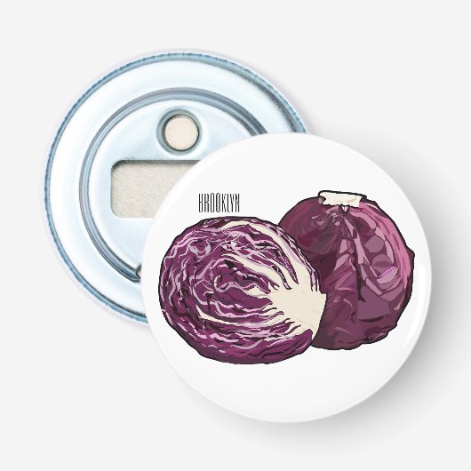 Afbeelding rode cartoon button flesopener (Voorkant)