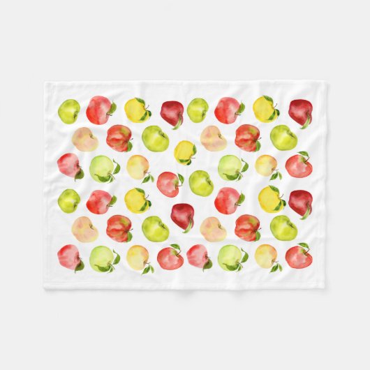 Afbeelding rode groene appel waterverf herfst fleece deken (Voorkant (Horizontaal))