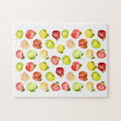 Afbeelding rode groene appel waterverf herfst legpuzzel (Horizontaal)