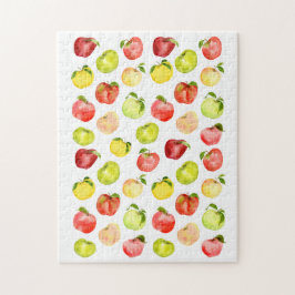 Afbeelding rode groene appel waterverf herfst legpuzzel