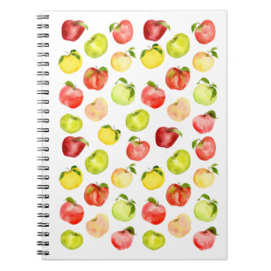 Afbeelding rode groene appel waterverf herfst notitieboek