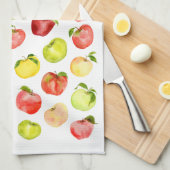 Afbeelding rode groene appel waterverf herfst theedoek (Quarter Fold)