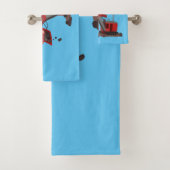 Afbeelding rode stoomschotel cartoon bad handdoek (Insitu)