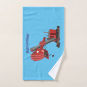 Afbeelding rode stoomschotel cartoon bad handdoek (Handdoek)