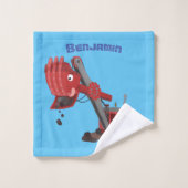 Afbeelding rode stoomschotel cartoon bad handdoek (Wasdoekje)