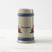 Afbeelding rode stoomschotel cartoon bierpul (Center)