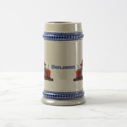 Afbeelding rode stoomschotel cartoon bierpul (Center)