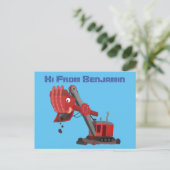 Afbeelding rode stoomschotel cartoon briefkaart (Staand voorkant)