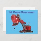 Afbeelding rode stoomschotel cartoon briefkaart (Voorkant / Achterkant)