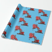 Afbeelding rode stoomschotel cartoon cadeaupapier (Uitgerold)