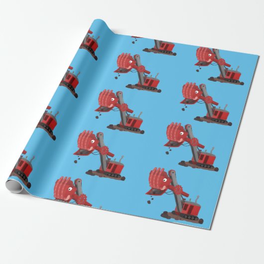 Afbeelding rode stoomschotel cartoon cadeaupapier (Uitgerold)