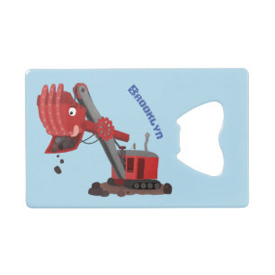 Afbeelding rode stoomschotel cartoon creditkaart flessenopener