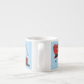 Afbeelding rode stoomschotel cartoon espresso kop (Achterkant)