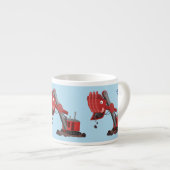 Afbeelding rode stoomschotel cartoon espresso kop (Voorkant rechts)