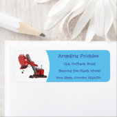 Afbeelding rode stoomschotel cartoon etiket (Insitu)