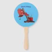 Afbeelding rode stoomschotel cartoon handwaaier (Achterkant)