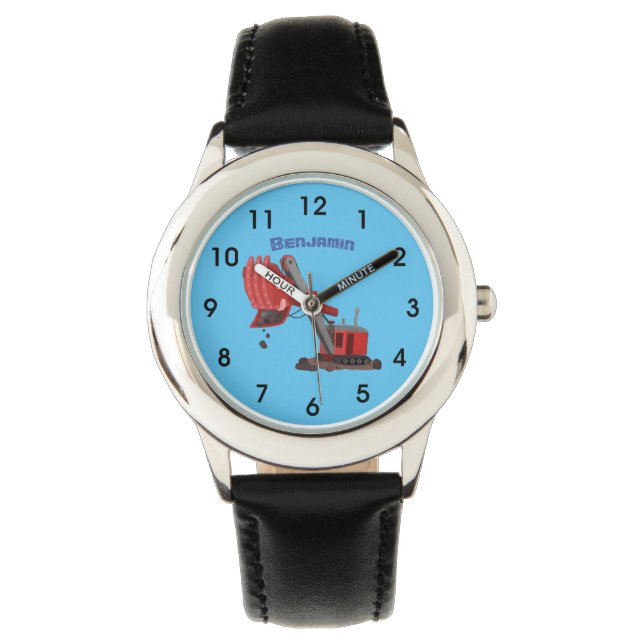 Afbeelding rode stoomschotel cartoon horloge (Voorkant)