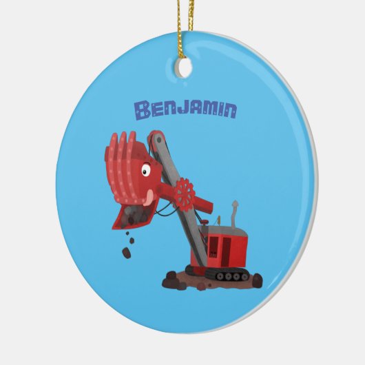 Afbeelding rode stoomschotel cartoon keramisch ornament (Links)