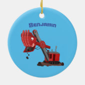 Afbeelding rode stoomschotel cartoon keramisch ornament (Achterkant)