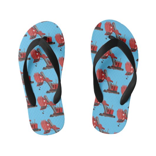 Afbeelding rode stoomschotel cartoon kinder teenslippers (Voetbed)