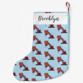 Afbeelding rode stoomschotel cartoon kleine kerstsok (Achterkant)