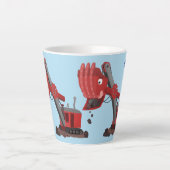 Afbeelding rode stoomschotel cartoon latte mok (Voorkant)