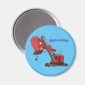 Afbeelding rode stoomschotel cartoon magneet (Voorkant / Achterkant)