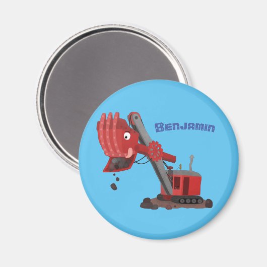 Afbeelding rode stoomschotel cartoon magneet (Voorkant / Achterkant)