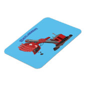 Afbeelding rode stoomschotel cartoon magneet (Linkerzijde)