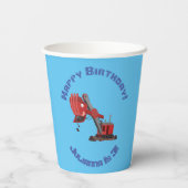 Afbeelding rode stoomschotel cartoon papieren bekers (Achterkant)