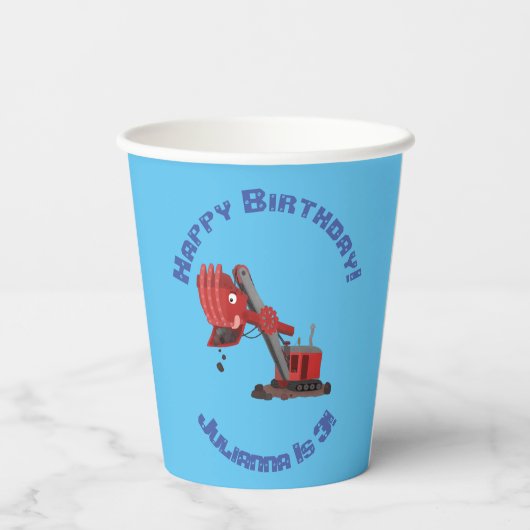 Afbeelding rode stoomschotel cartoon papieren bekers (Achterkant)