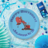 Afbeelding rode stoomschotel cartoon papieren bordje (Feest)