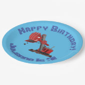 Afbeelding rode stoomschotel cartoon papieren bordje (Gekanteld)