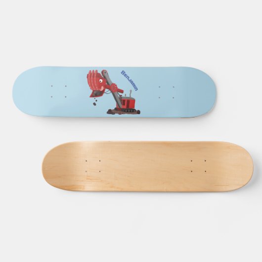 Afbeelding rode stoomschotel cartoon persoonlijk skateboard (Horizontaal)